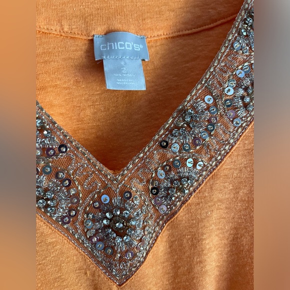 Chicos 100% linen 3/4 sleeve women’s top size large or 2 - Picture 10 of 17